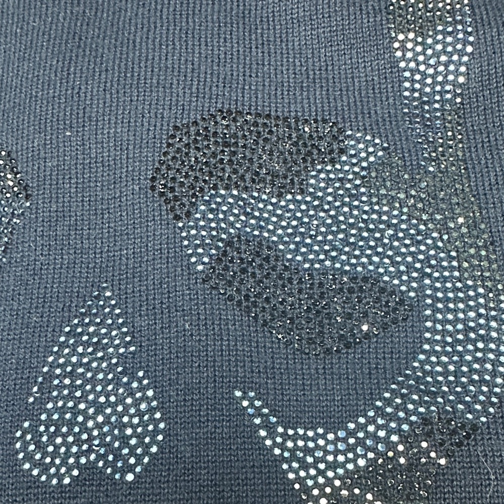 Zadig & Voltaire Navy Zip Hoodie Cardigan Crystal Skull Navy Blue, oversized XS - Picture 11 of 13